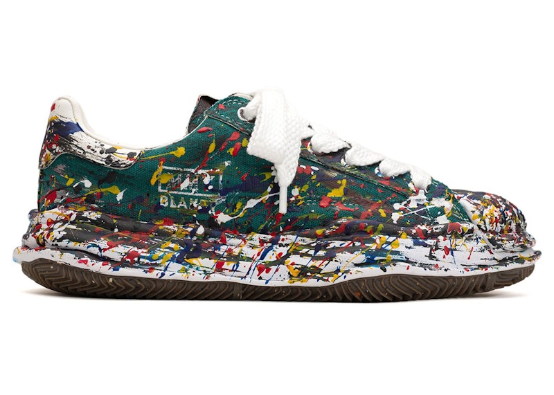 Pre-owned Miharayasuhiro Men's Maison Mihara Yasuhiro Blakey Og Sole Canvas Low Sputtering Paint Sneakers In Green