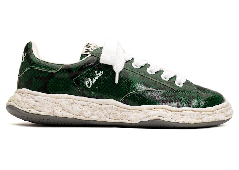 Maison Mihara Yasuhiro Charles OG Sole Leather Low Python Printed Green