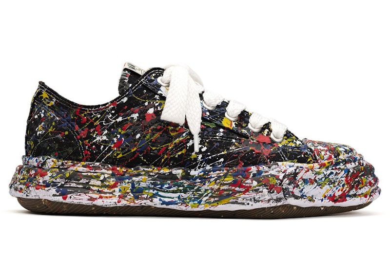 Pre-owned Miharayasuhiro Men's Maison Mihara Yasuhiro Peterson23 Og Sole Canvas Low Sputtering Paint White Sneakers In Black