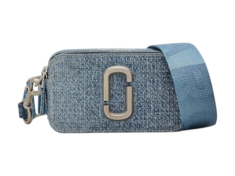 Marc Jacobs Denim Snapshot Crossbody Bag Light Blue Crystal