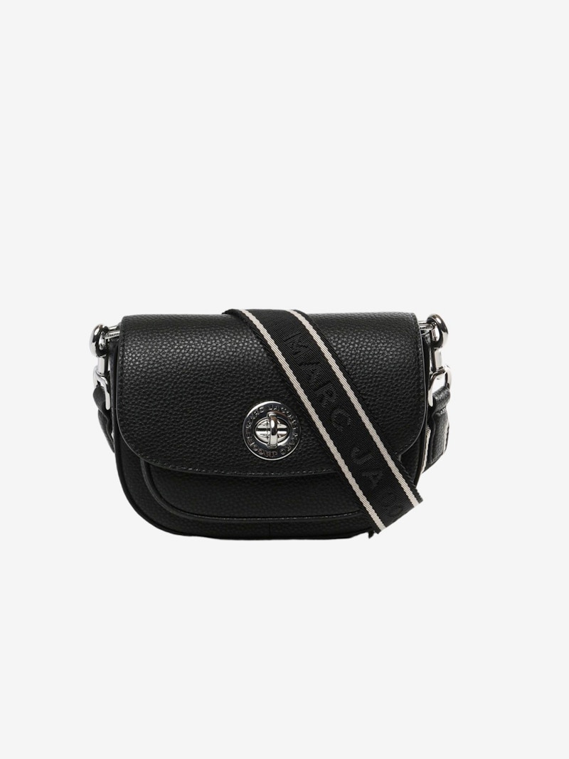 洋楽 B.L.A.C.K. How Not To Get Jacc'd Marc Jacobs Signet Turnlock Small Saddle Bag Black in PVC - US