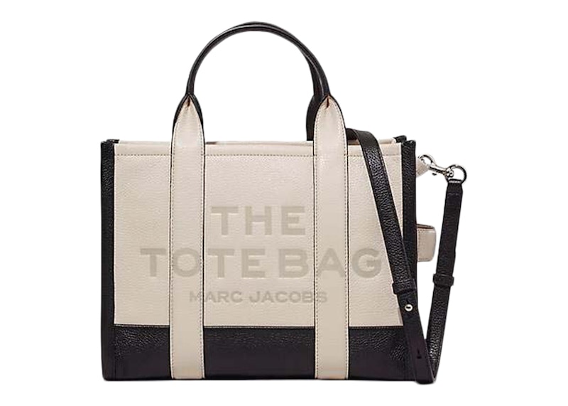 Pre-owned Marc Jacobs Women's  The Colorblock Medium Tote Bag In Black/natural In Multi