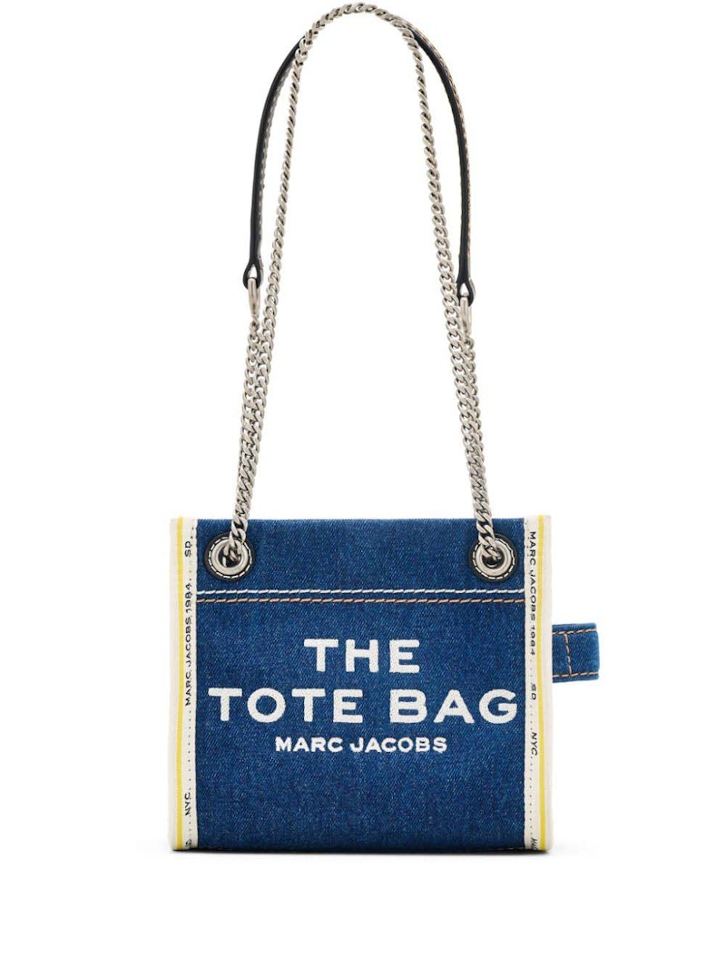 Pre-owned Marc Jacobs Women's The Denim Chain Tote In Dark Wash In Blue