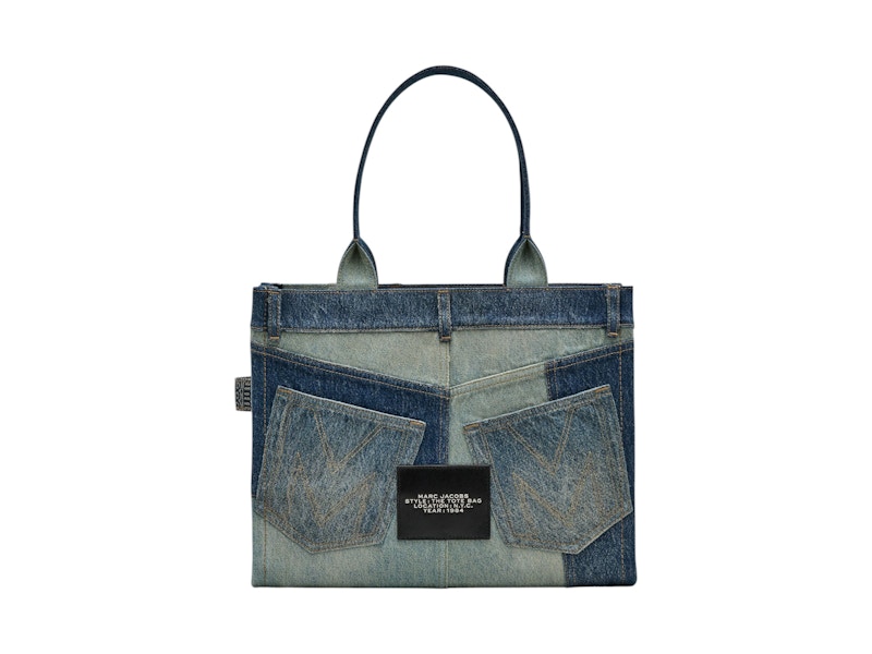 Marc Jacobs The Large Deconstructed Denim Tote Indigo Multi