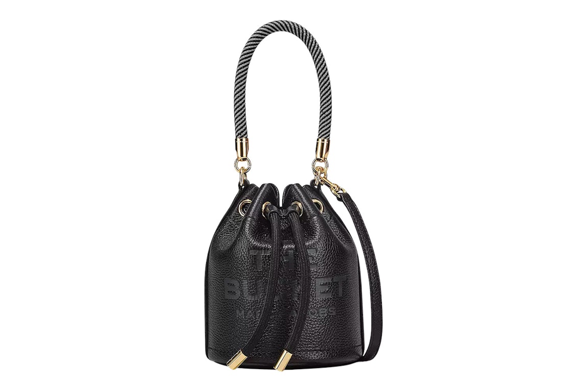 Pre-owned Marc Jacobs The Leather Micro Bucket Bag Black