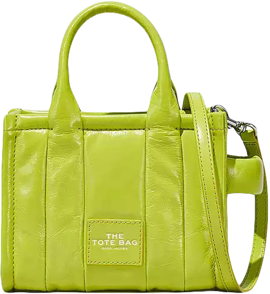 Marc Jacobs The Shiny Crinkle Micro Tote Acid Lime in Lambskin Leather ...