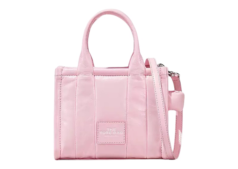 Marc Jacobs The Shiny Crinkle Micro Tote Bubblegum in Lambskin