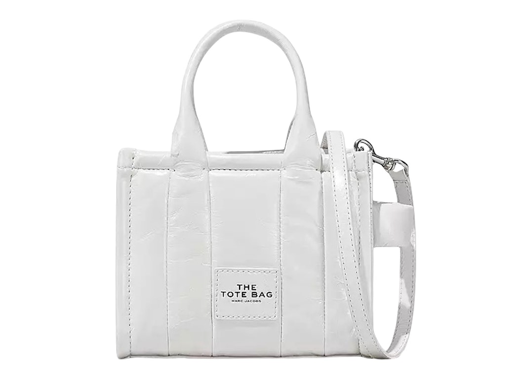 Pre-owned Marc Jacobs The Shiny Crinkle Micro Tote White