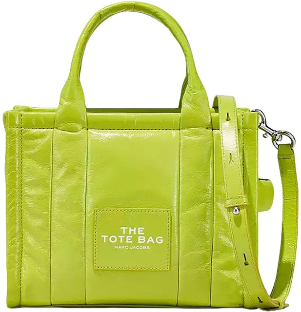 Marc Jacobs The Shiny Crinkle Small Tote Acid Lime in Lambskin Leather with  Ruthenium-tone - US