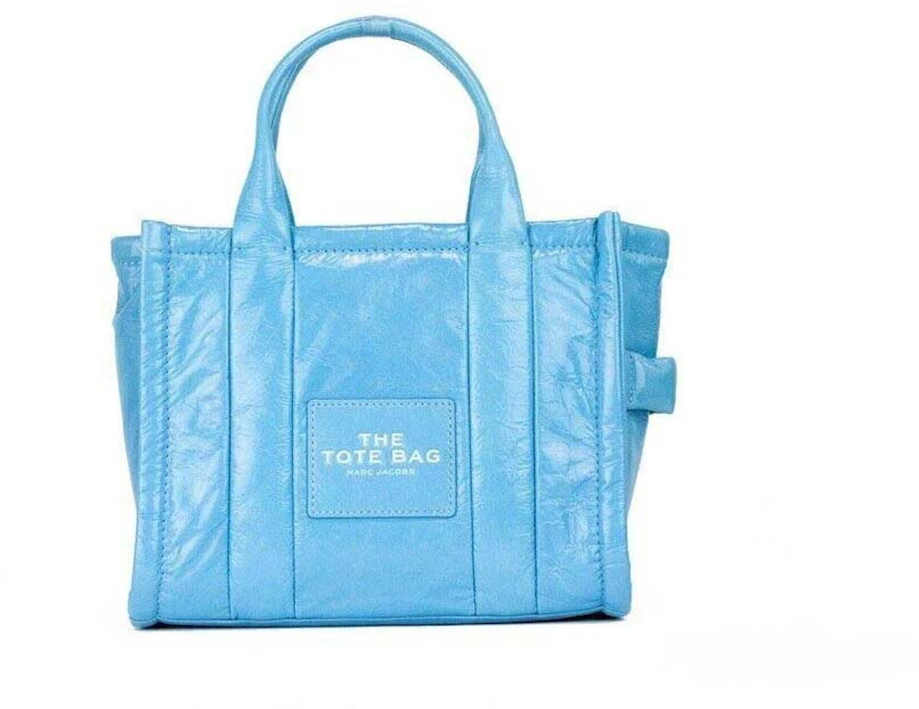 Marc Jacobs The Shiny Crinkle Mini Tote Air Blue in Leather with Silver ...