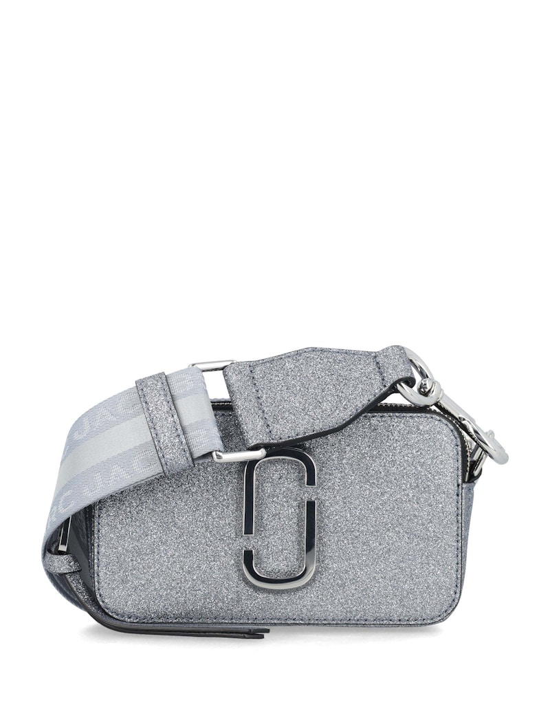 Marc Jacobs The Snapshot Glitter Shoulder Bag Silver in Leather US