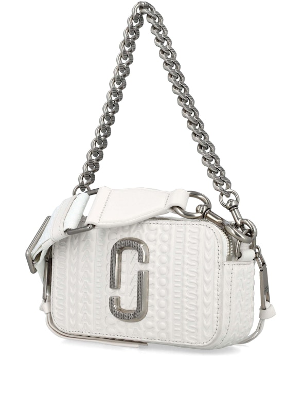 Pre-owned Marc Jacobs The Snapshot Logo Leather Shoulder Bag White