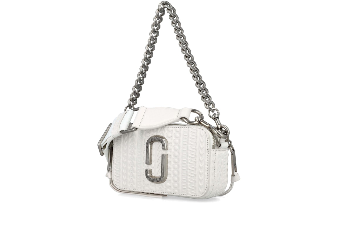 Pre-owned Marc Jacobs The Snapshot Logo Leather Shoulder Bag White