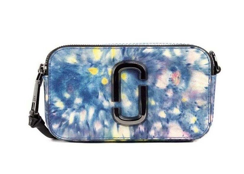 Marc Jacobs The Snapshot Printed Leather Shoulder Bag Watercolor Blue