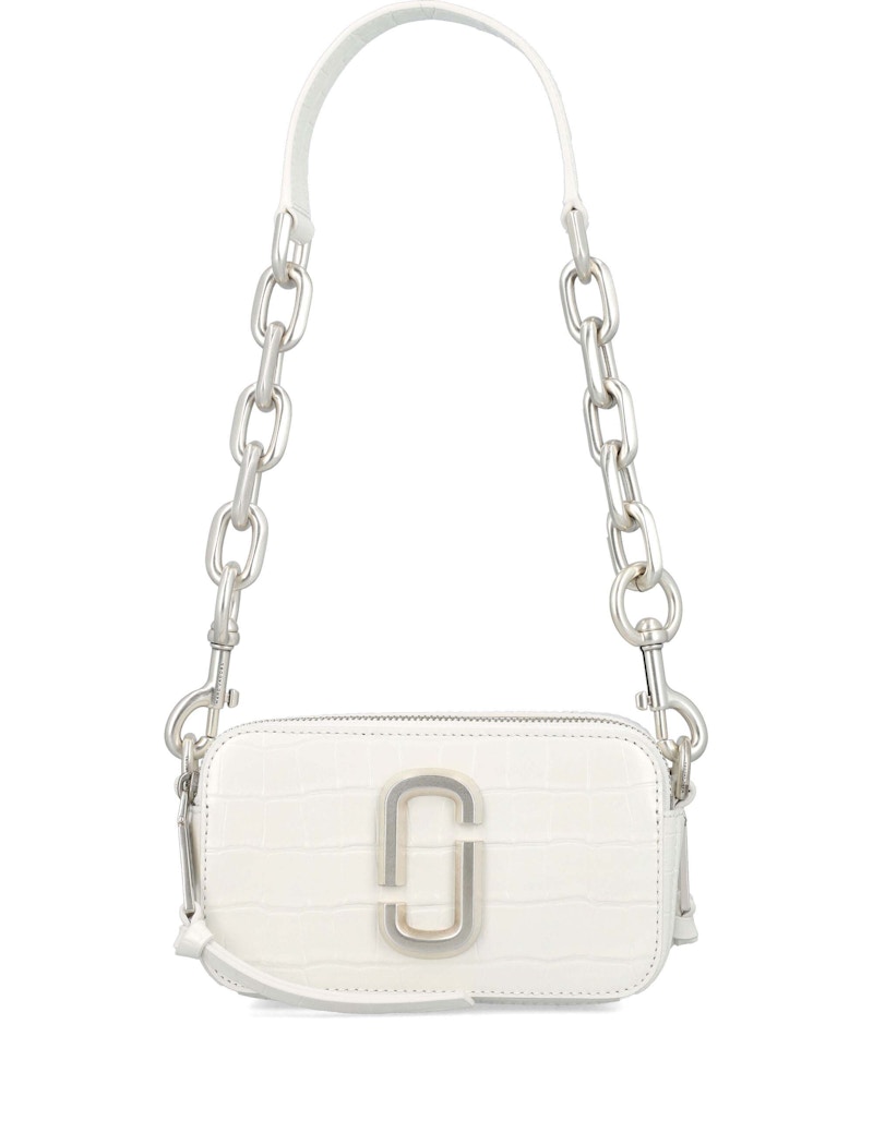 Marc Jacobs The Snapshot Shoulder Crocco Cotton White in Leather - JP