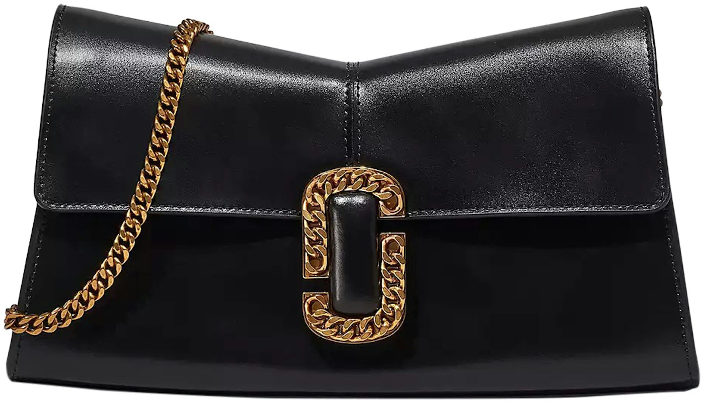 Marc Jacobs Black St. Marc Croc-Embossed Leather Top Handle Bag