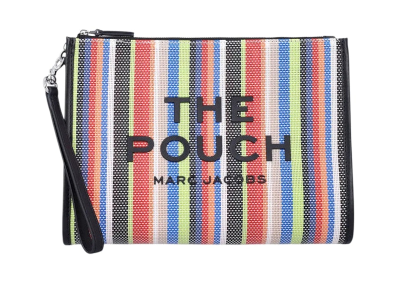 Bolsa grande de malla The Stripe de Marc Jacobs, roja, con varias rayas