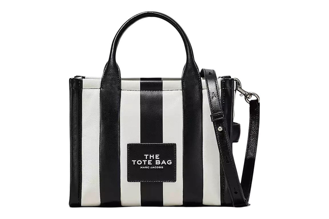 Pre-owned Marc Jacobs The Striped Small Tote Bag Black/white