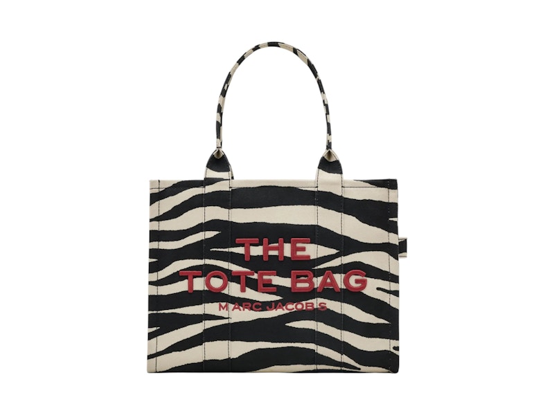 Pre-owned Marc Jacobs Women's  The Zebra Canvas Large Tote In Black/white