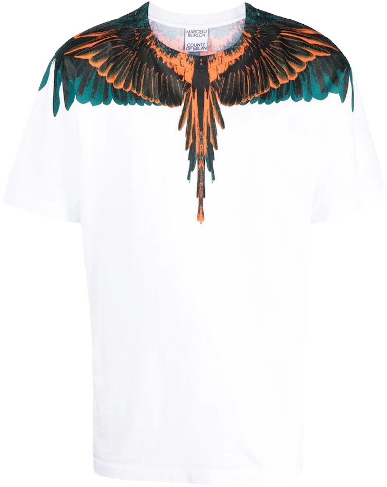 Marcelo Burlon Icon Wings Regular T-Shirt White/Green/Orange - FW22 Men's US
