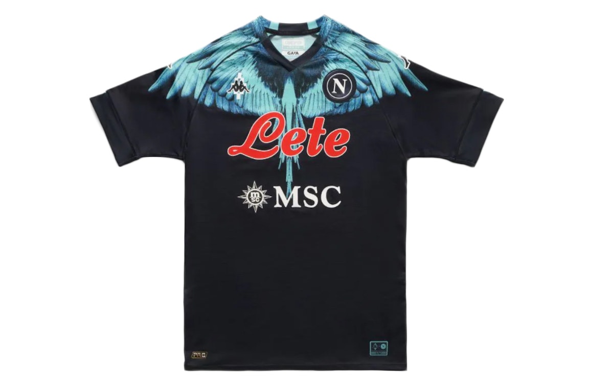 Pre-owned Marcelo Burlon County Of Milan Marcelo Burlon Kappa Wings Soccer Shirt Black/light Blue