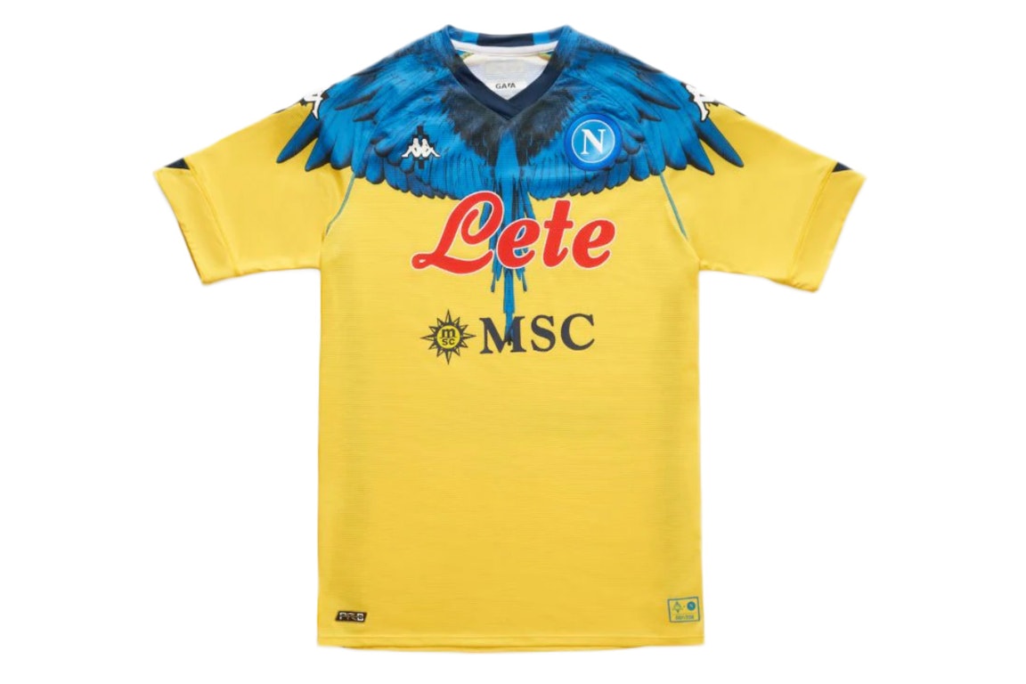 Pre-owned Marcelo Burlon County Of Milan Marcelo Burlon Kappa Wings Soccer Shirt Yellow/light Blue