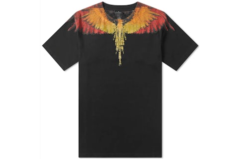 Marcelo Burlon Wing Maglietta Nero Arancione Uomo SS21 IT