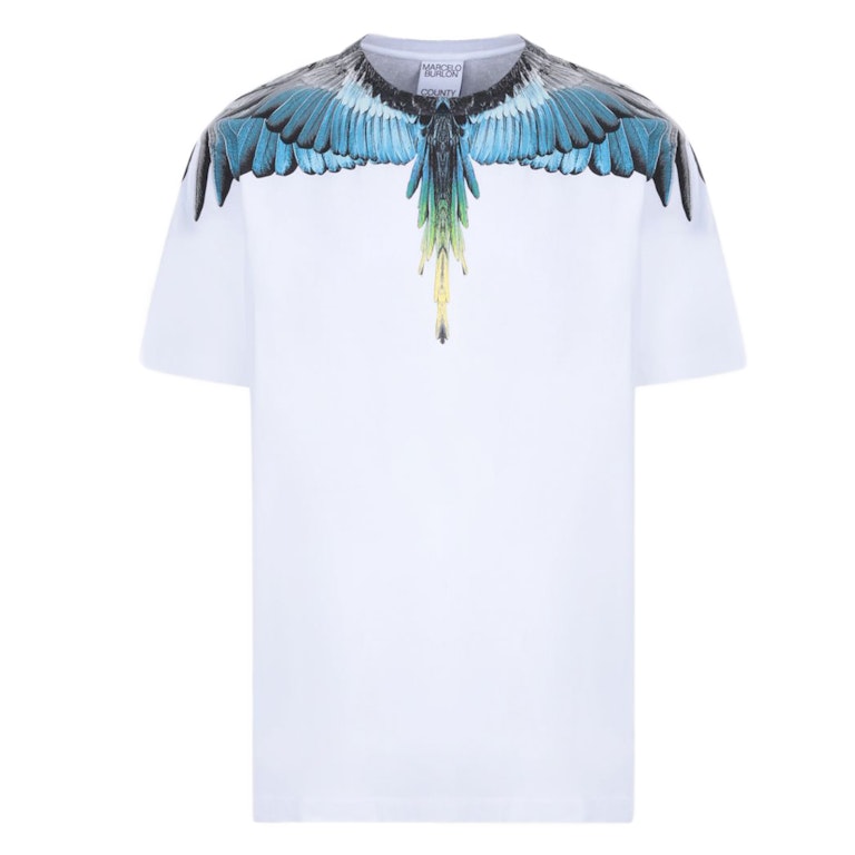Pre-owned Marcelo Burlon County Of Milan Marcelo Burlon Wing T-shirt White Blue