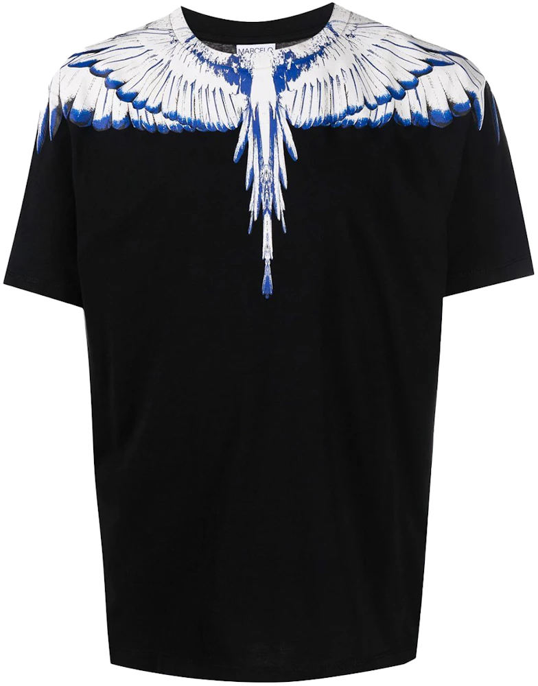Marcelo Burlon Wings Print T-Shirt Black/White/Blue Men's - SS22 - US