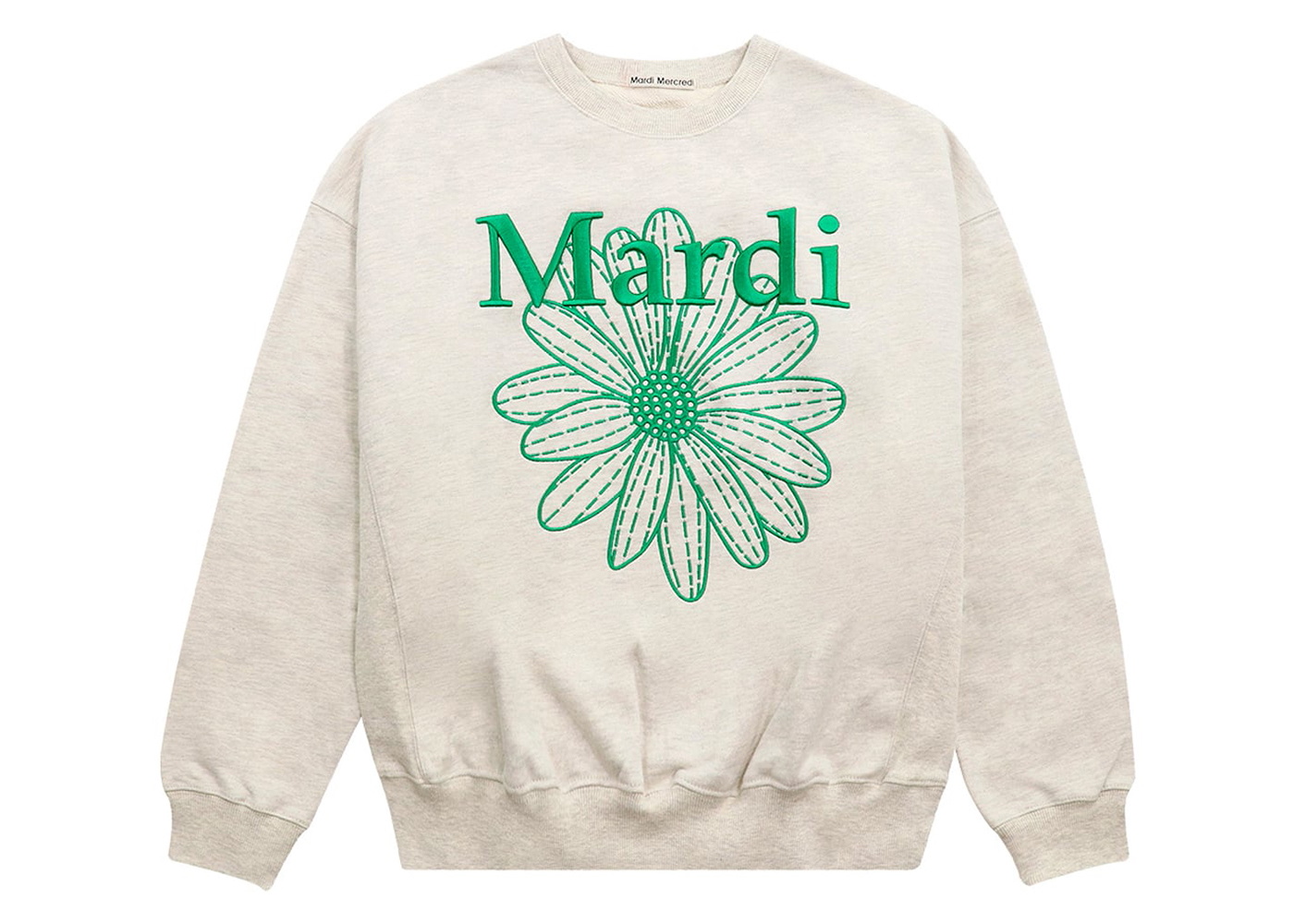 Mardi Mercredi Flower Sweatshirt Oatmeal/Green - FW23 - US