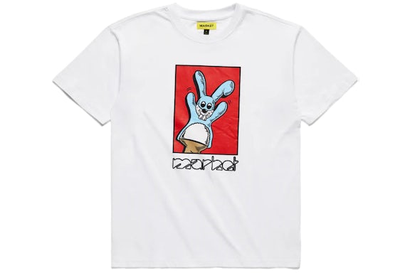 Market Bunny Puppet Puff Print T-Shirt White