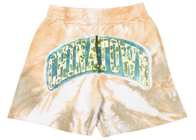 Pre-owned Market Chinatown Island Arc Tie Dye Sweatshorts In Tan In Brown