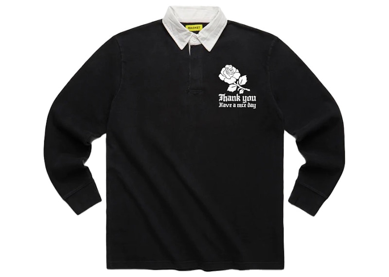 Market Knocked Loose Rugby Shirt Washed Black