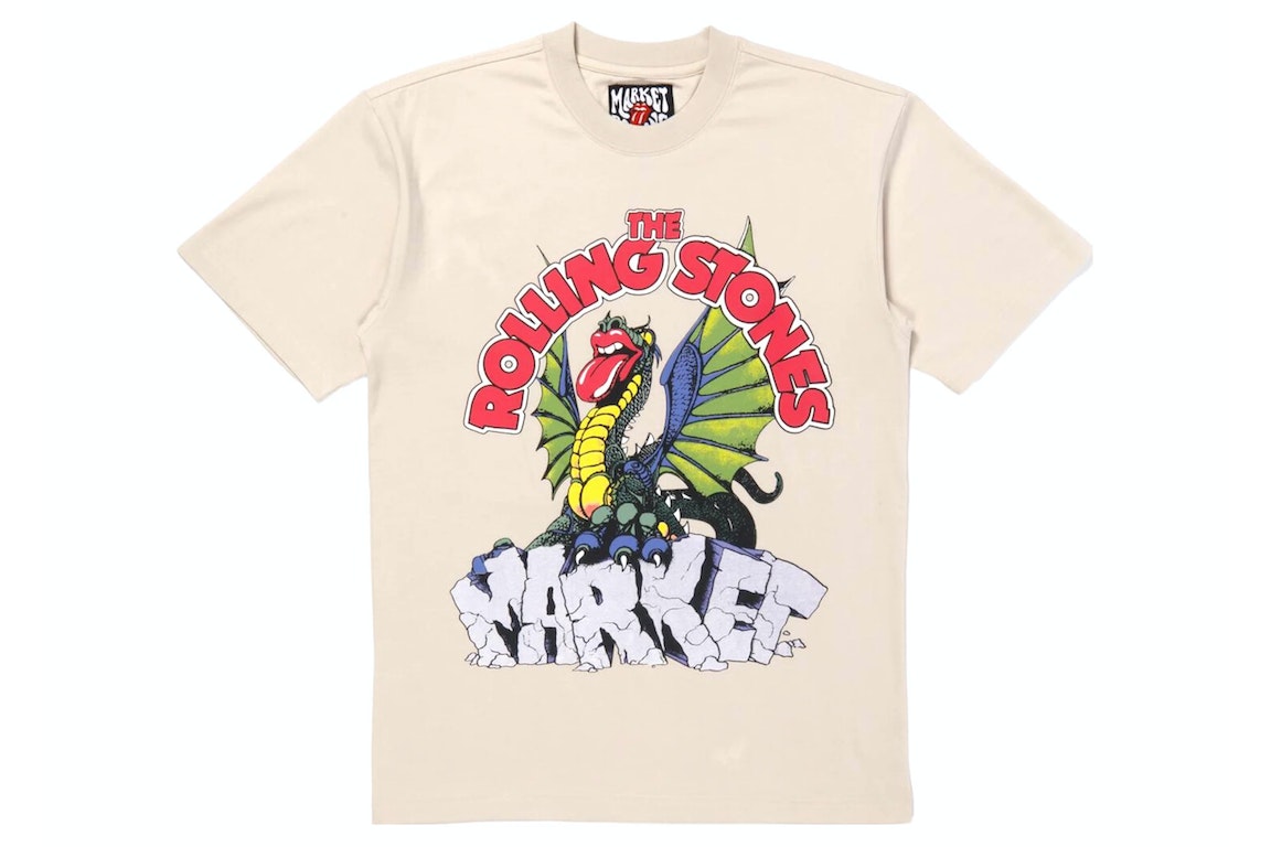 Pre-owned Market Mkt Rolling Stones Dragon T-shirt Cream
