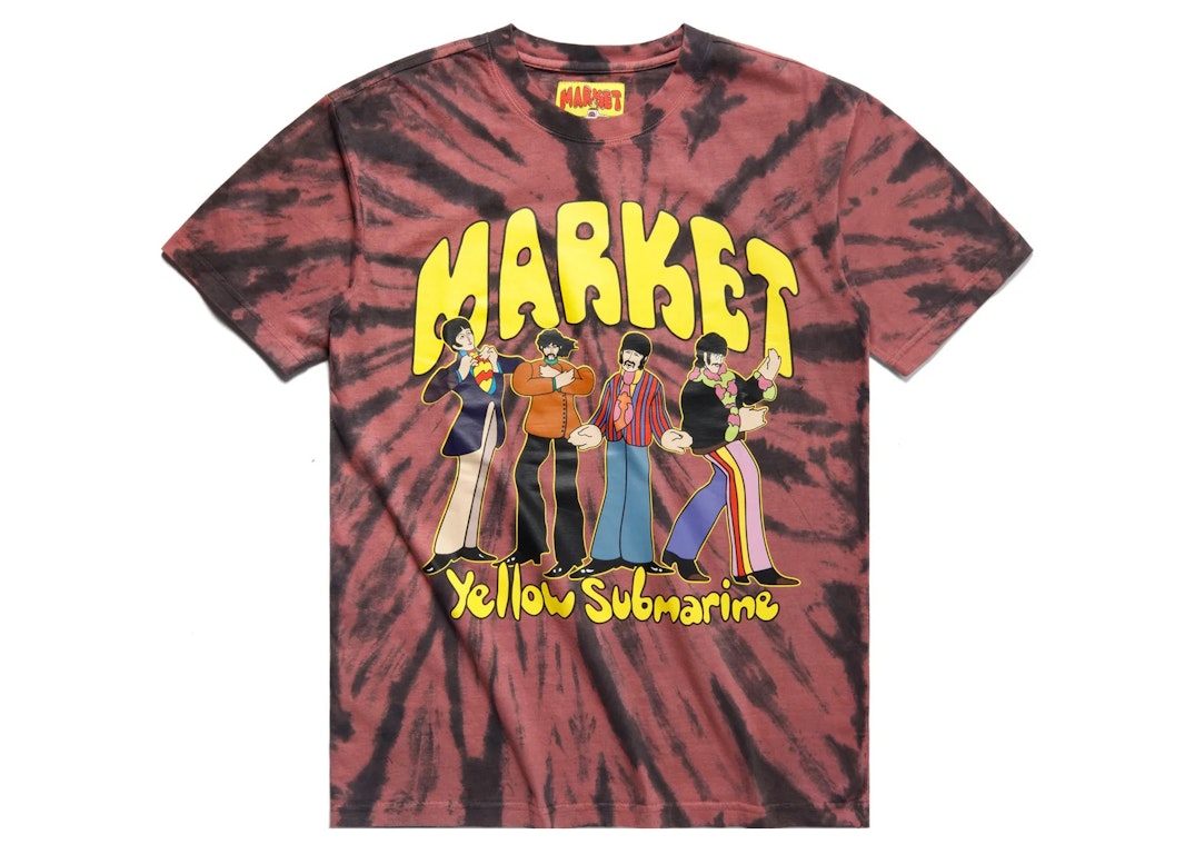 Pre-owned Market X Beatles Yellow Submarine Tie-dye Pose T-shirt Red Swirl Tie Dye