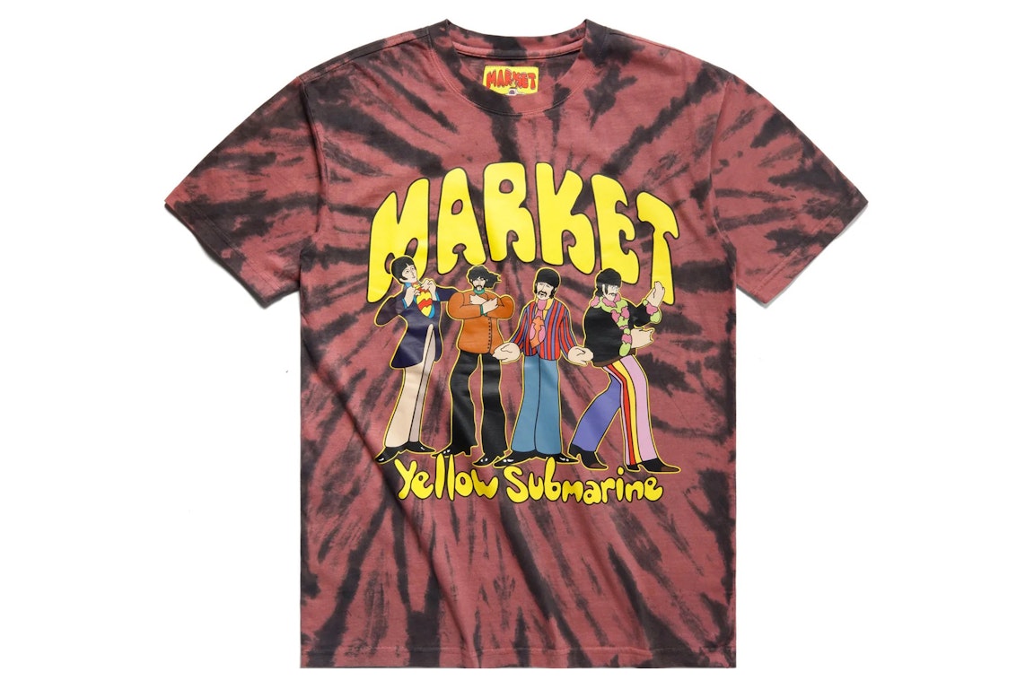 Pre-owned Market X Beatles Yellow Submarine Tie-dye Pose T-shirt Red Swirl Tie Dye