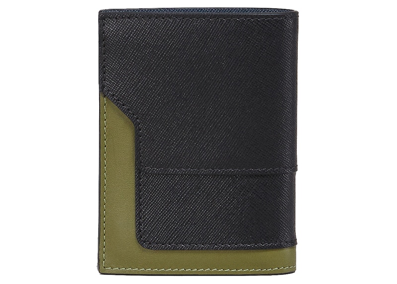 Marni Bi-Fold Trunk Wallet Green/Black/Blue in Leather - TW