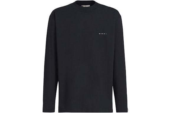 Marni Bio Jersey Embroidery Logo Long Sleeve T-Shirt Black/White