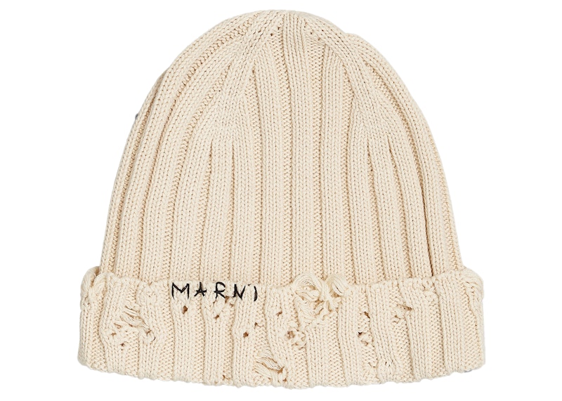 Marni Cotton Knit Beanie Stone White - SS22 - US