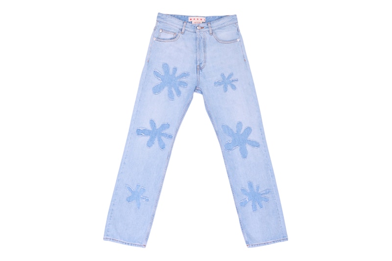 Marni Daisy Print Denim Pants Blue Denim Men's - SS22 - US