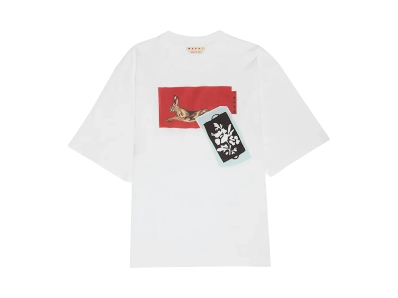 Pre-owned Marni Men's  Graphic Print T-shirt In Lily White