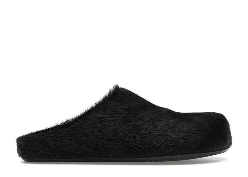 Pre-owned Marni Long Hair Calfskin Fussbett Sabot Mule (women's) Sneakers In Black