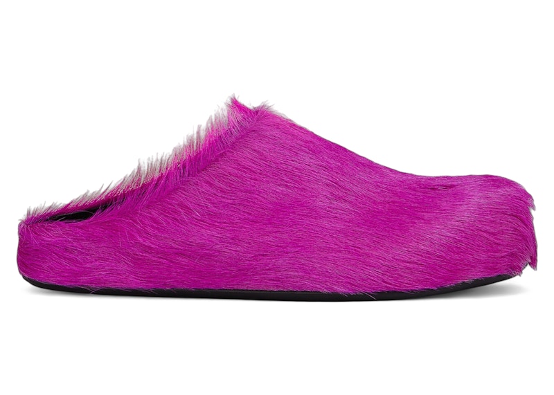 Pre-owned Marni Men's  Long Hair Calfskin Fussbett Sabot Mule Sneakers In Fuchsia In Pink