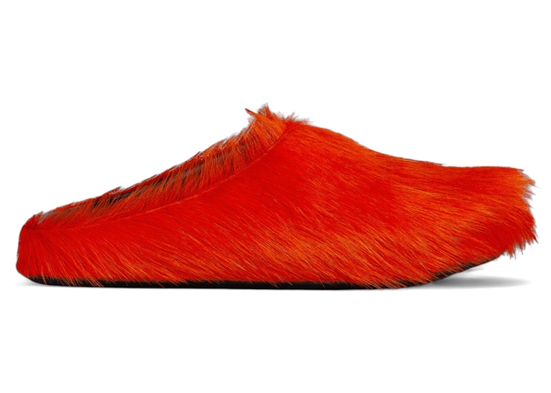 Pre-owned Marni Men's  Long Hair Calfskin Fussbett Sabot Mule Sneakers In Orange