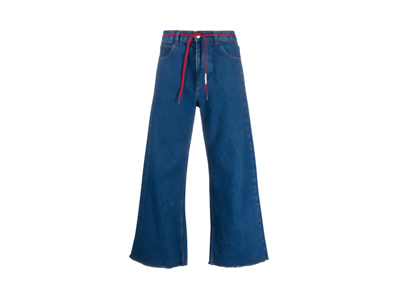 Pre-owned Marni Men's  Low Rise Red Belt Jeans In Ocean In Blue