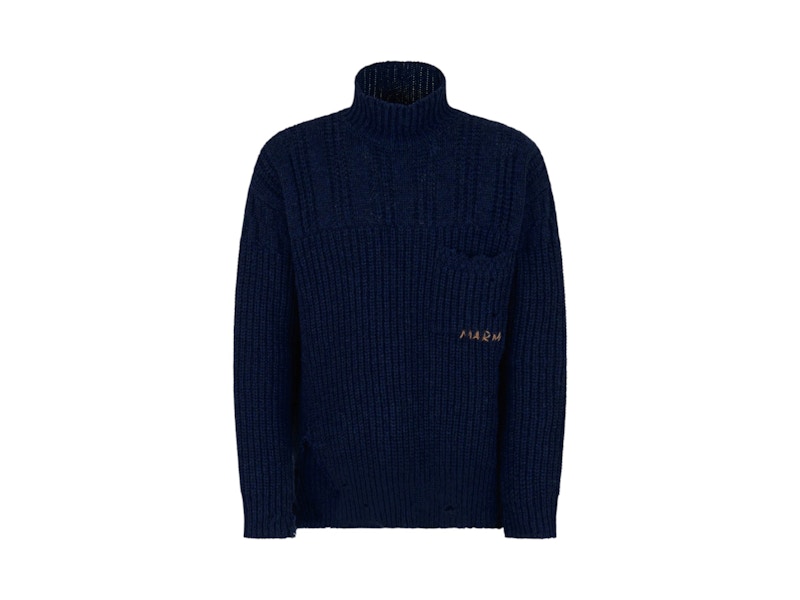 Pre-owned Marni Mending Turtleneck Sweater In Cornflower In Blue