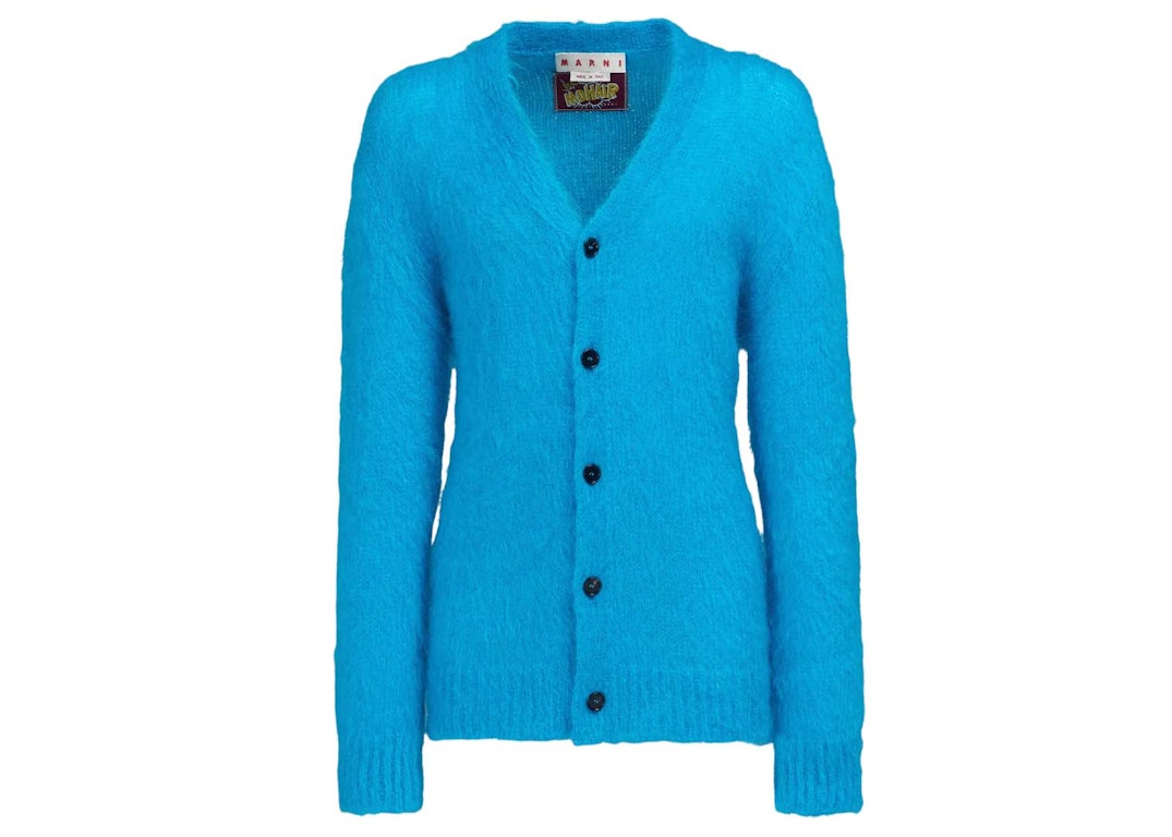 Pre-owned Marni Mohair And Wool Cardigan Sweatshirt Turquoise