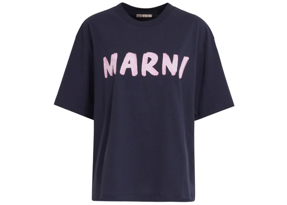 Marni Oversized Logo T-Shirts Blue Black - SS23 - JP
