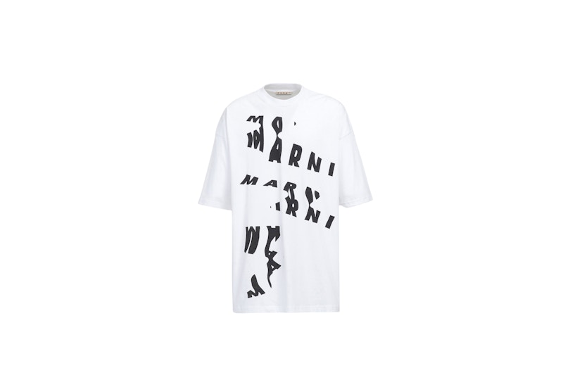 Marni Oversized Scanned Logo Print T-shirt Lily White Men's Marni Oversized Scanned Logo Print T-shirt Lily White Men's