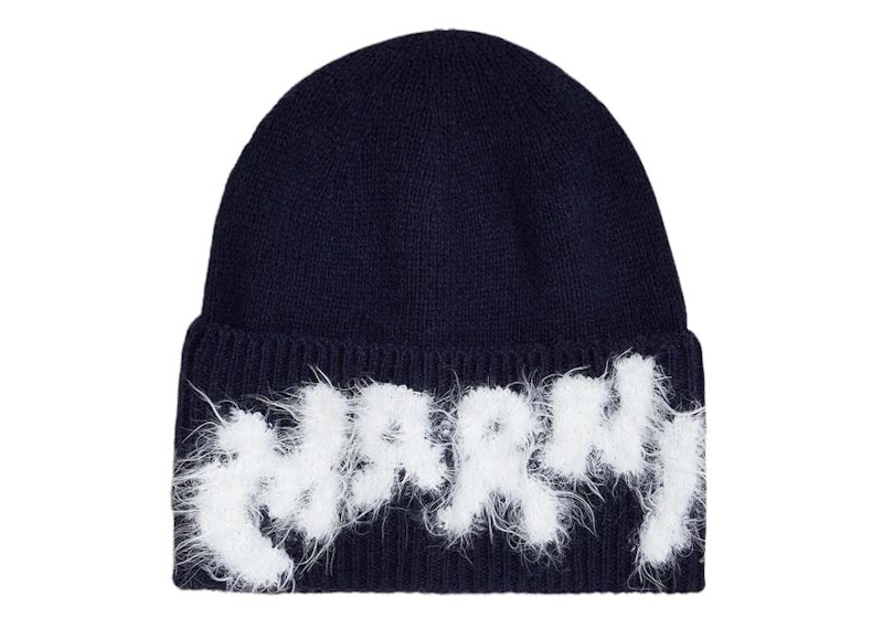 帽子 MARNI Shetland Wool Logo Beanie Marni Shetland Wool Logo Beanie Navy Men's - US